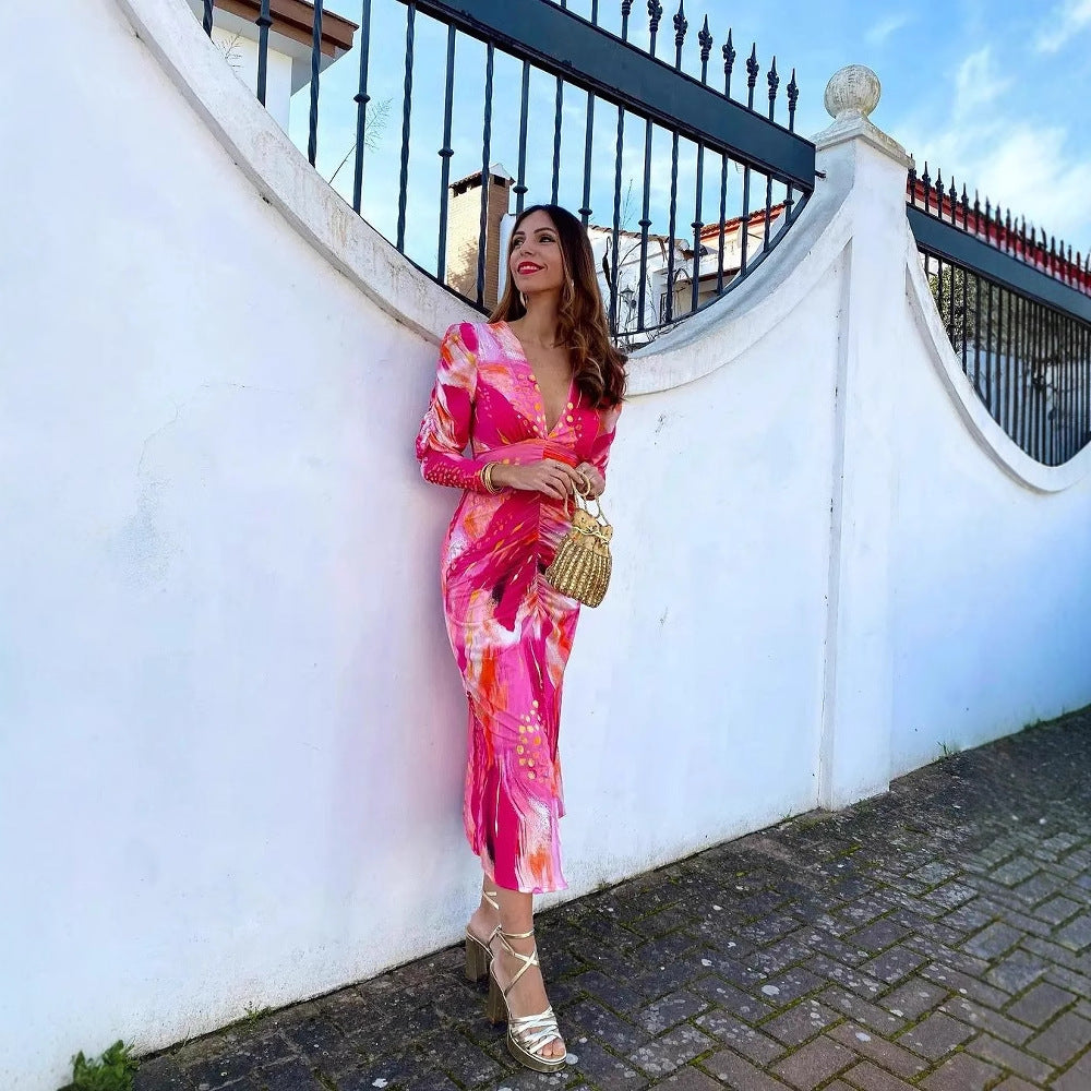 Robe portefeuille pour femmes avec des manches volumineuses et un design élégant Chic und Stil