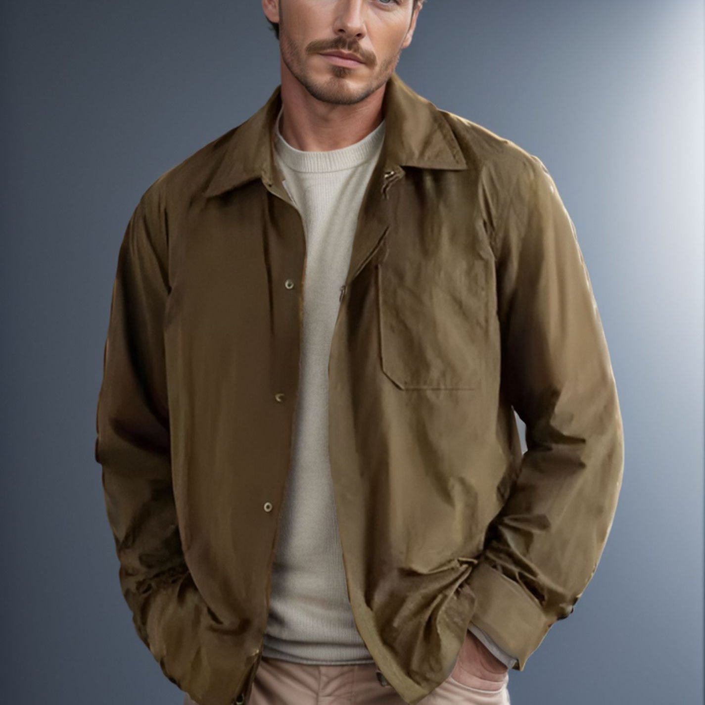 Chemise polyvalente pour hommes avec poche poitrine appliquée et col élégant Chic und Stil