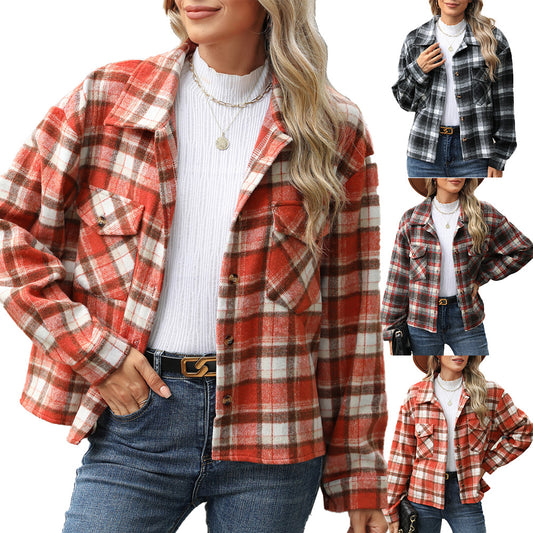 Chemise en flanelle à carreaux pour femmes avec coupe décontractée et poches pratiques Chic und Stil