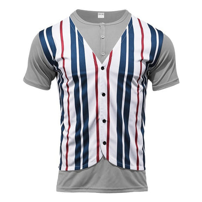 Chemise à manches courtes tendance pour hommes avec patte de boutonnage cachée et motif rayé Chic und Stil