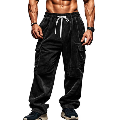 Men's casual cargo pants made of cord-like blended material Chic and style