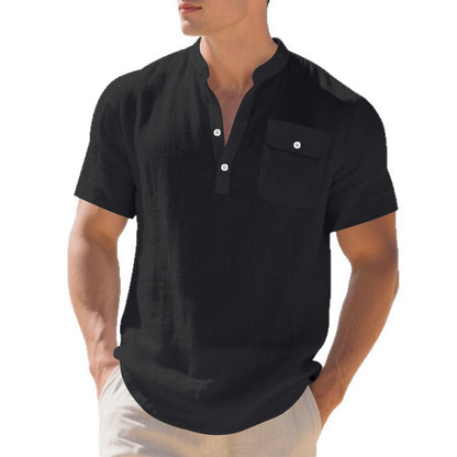 Chemise à manches courtes à la mode pour hommes avec boutonnière et poche poitrine Chic und Stil