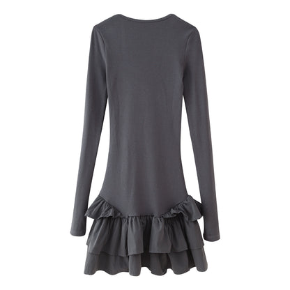 Robe à manches longues pour femmes avec ourlet à volants Chic und Stil