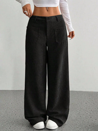 Wide corduroy pants for women with pockets Chic and Style