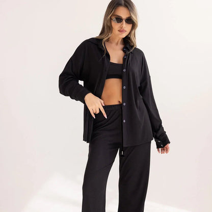 Casual set for women with long sleeve jacket and loose pants Chic and Style