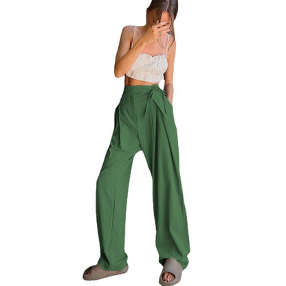 High-waisted wide-leg pants for women with drawstring and elegant pleats Chic und Stil