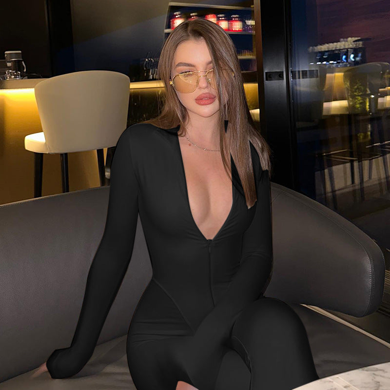 Dames Élégant Body à Décolleté en V Chic und Stil