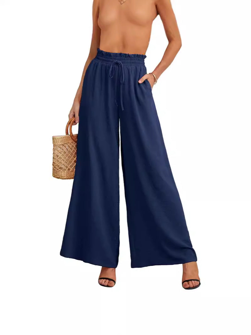Women Summer Loose and Airy Pants with Elastic Waistband and Ties Chic and Style