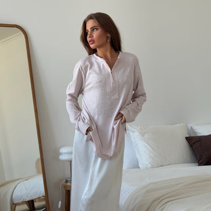 Chemise à manches longues pour femmes avec fermeture éclair tendance et coutures douces Chic und Stil