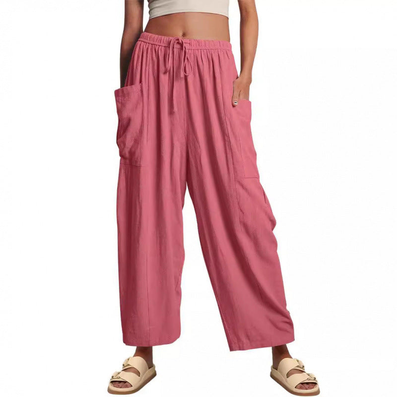 Casual harem pants for women with practical side pockets and loose fit Chic and Style