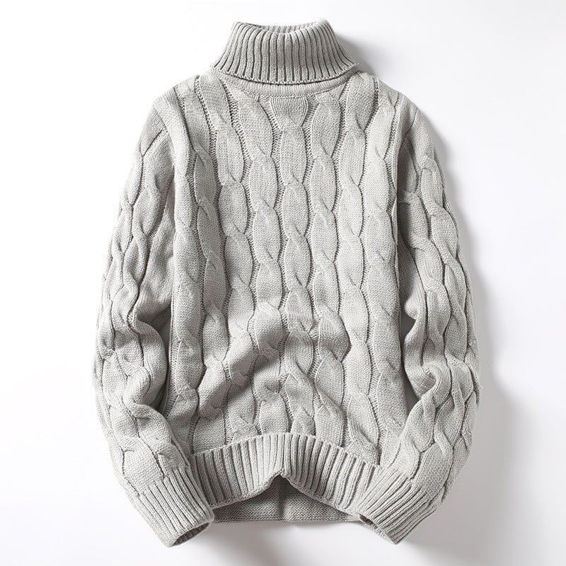 Men's knitted sweater with turtleneck and cable pattern Chic und Stil