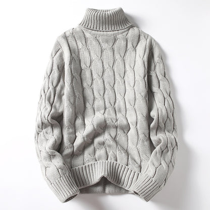 Men's knitted sweater with turtleneck and cable pattern Chic und Stil