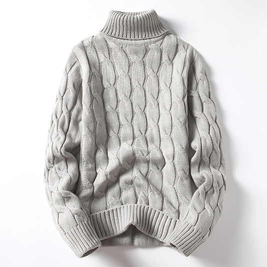 Men's knitted sweater with turtleneck and cable pattern Chic und Stil