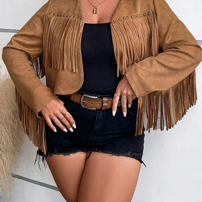 Fringe Jacket for Women in Synthetic Suede Chic und Stil