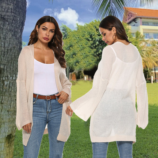 Femme Pull en tricot long à coupe ample et manches confortables Chic und Stil