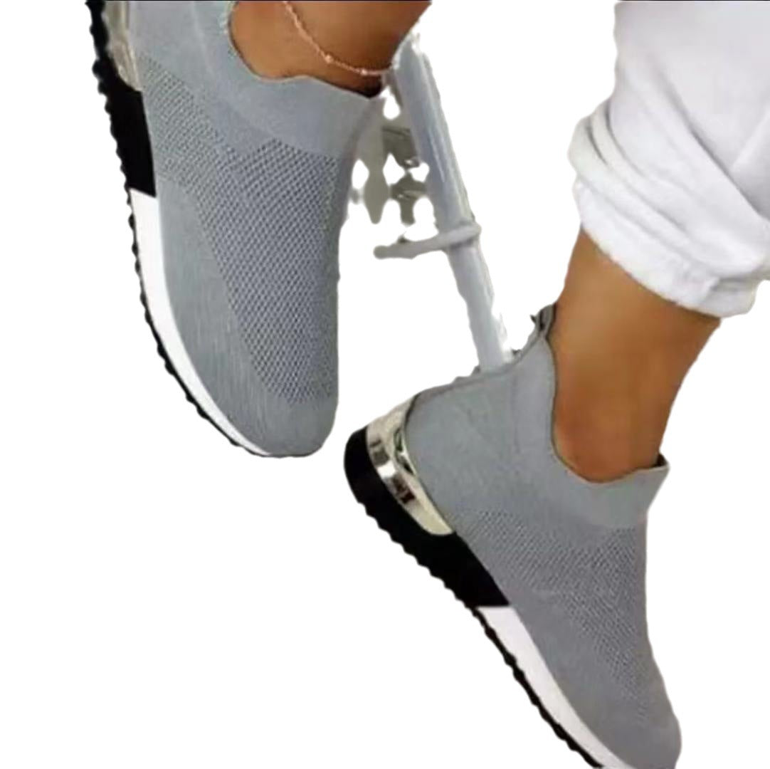 Dames Breatheable Slip-On Sneakers avec dessus en tricot flexible Chic und Stil