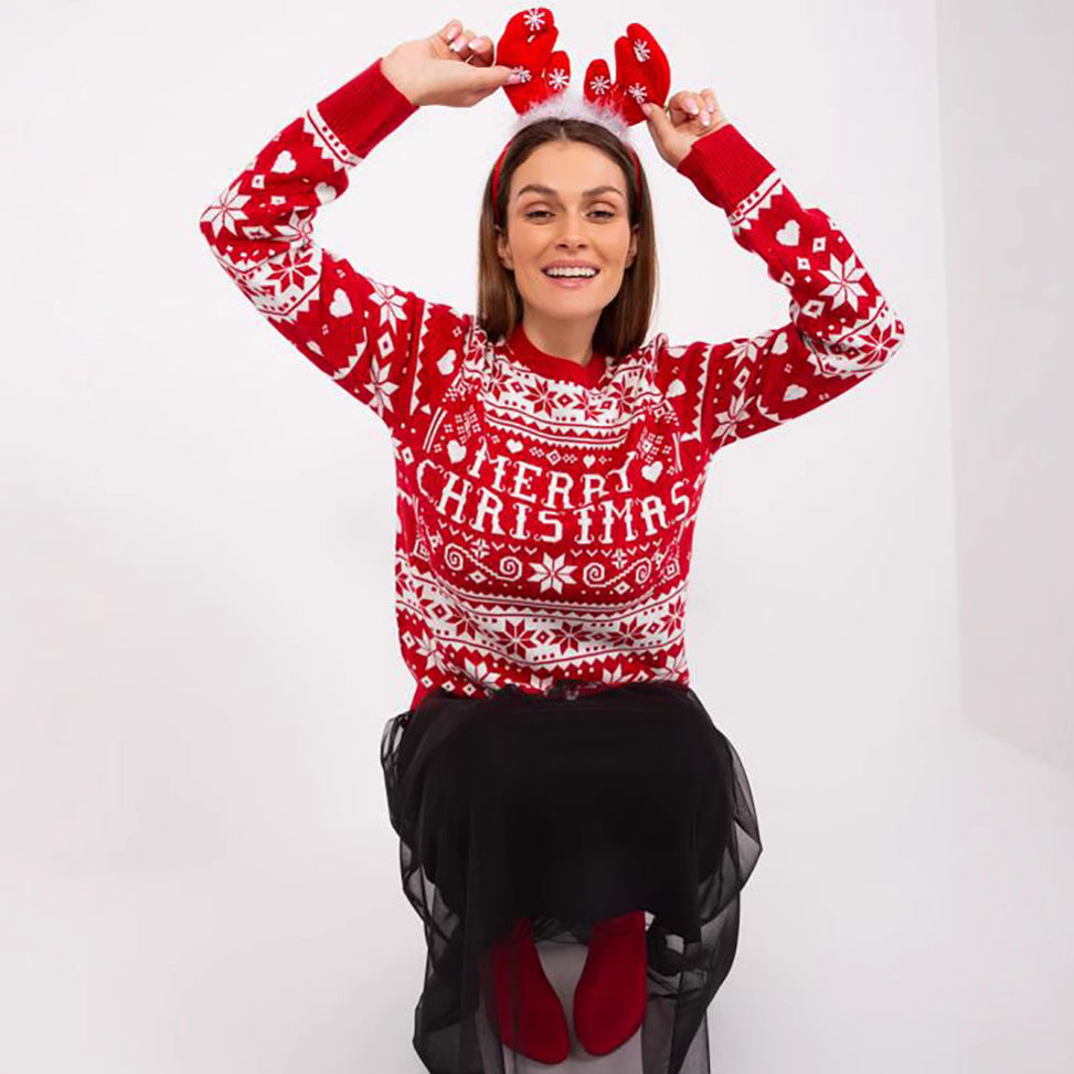 Pull en tricot pour femmes avec motif festif et doux pour Noël Chic und Stil