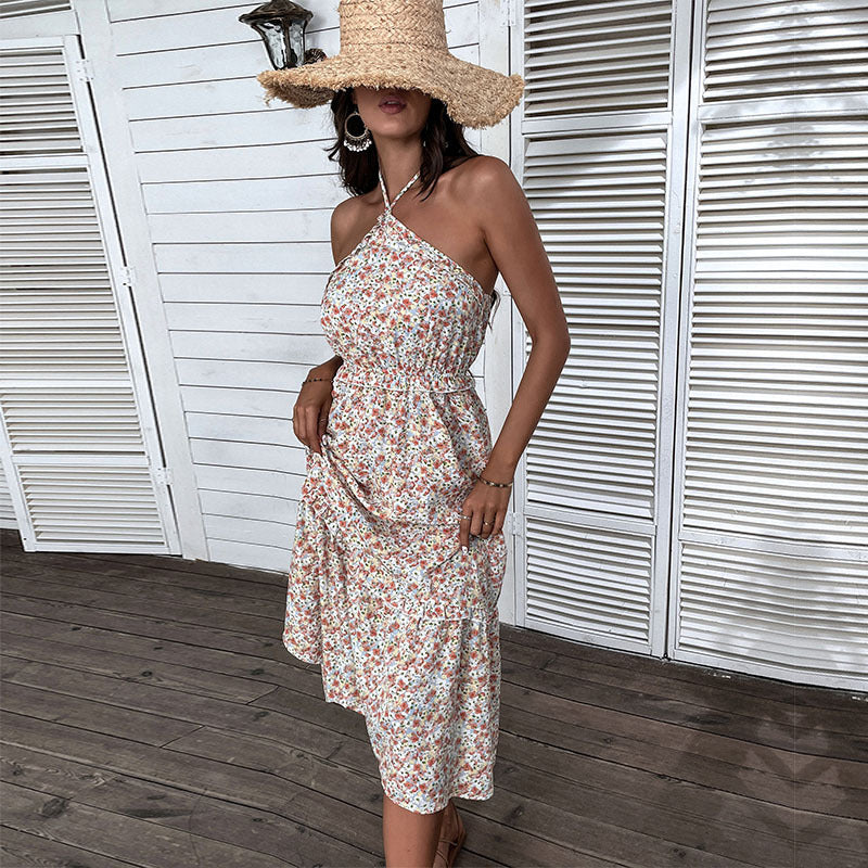 Robe maxi florale pour femmes avec décolleté élégamment noué Chic und Stil