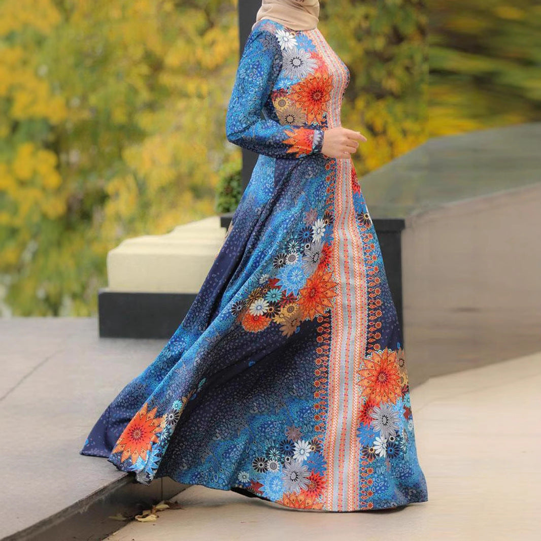 Robe maxi femme avec accents floraux et coupe élégante et fluide Chic und Stil