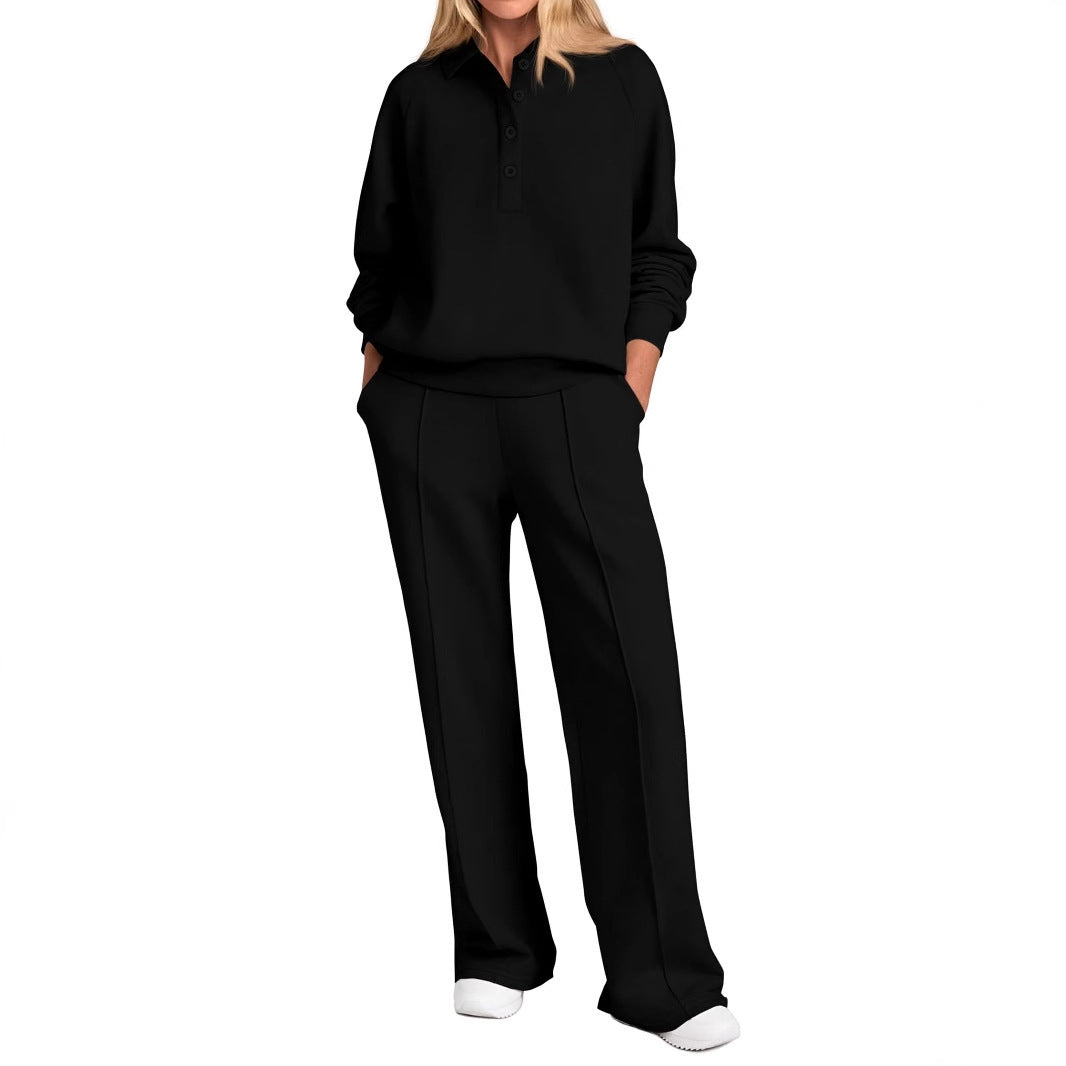 Chic and Style loose leisure pants and women's polo shirt
