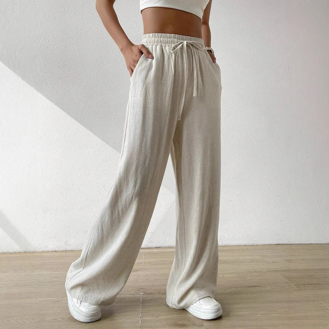 Casual linen pants for women with elastic waist and side pockets Chic and Style