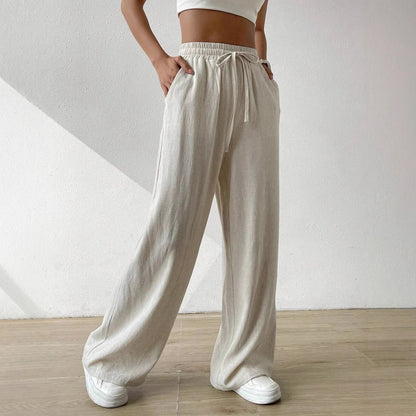 Casual linen pants for women with elastic waist and side pockets Chic and Style