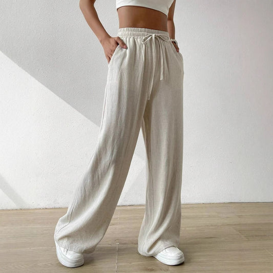 Casual linen pants for women with elastic waist and side pockets Chic and Style