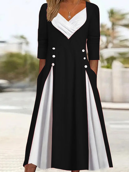 Dames Élégant Midi Robe avec ourlet asymétrique et détails de boutons stylés Chic und Stil