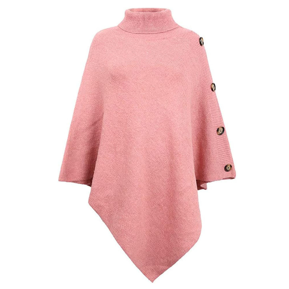 Dames élégant poncho avec col montant et boutons décoratifs Chic und Stil