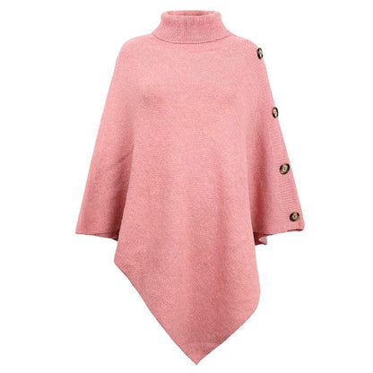 Dames élégant poncho avec col montant et boutons décoratifs Chic und Stil