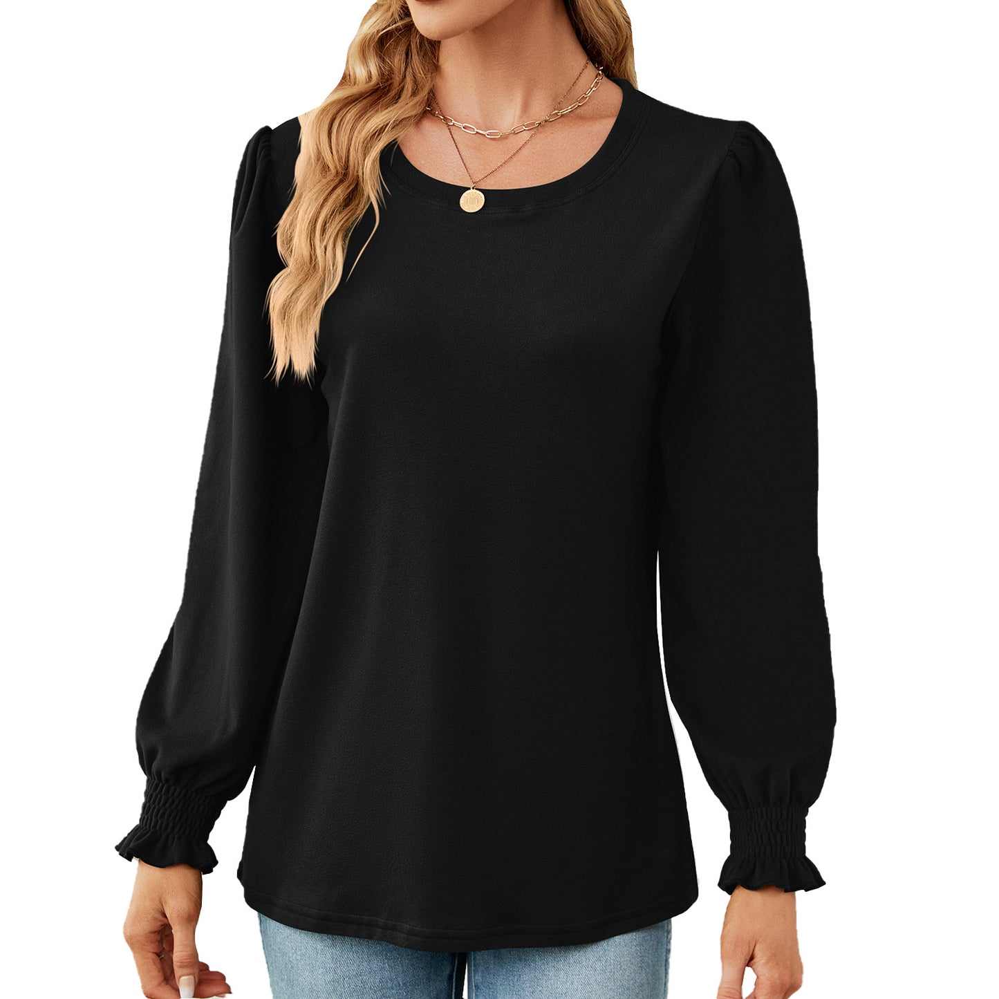 Pull femme avec manches bouffantes et poignets élastiques Chic und Stil