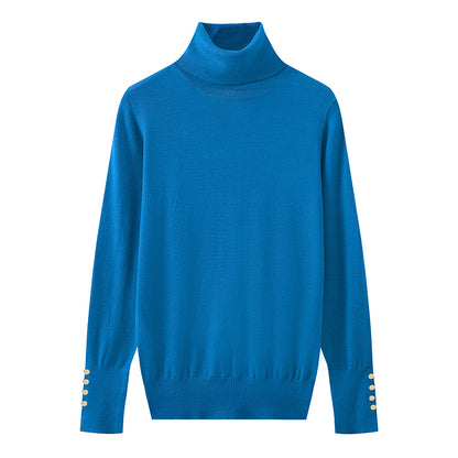 Pull à col roulé pour dames avec des détails de boutons élégants Chic und Stil
