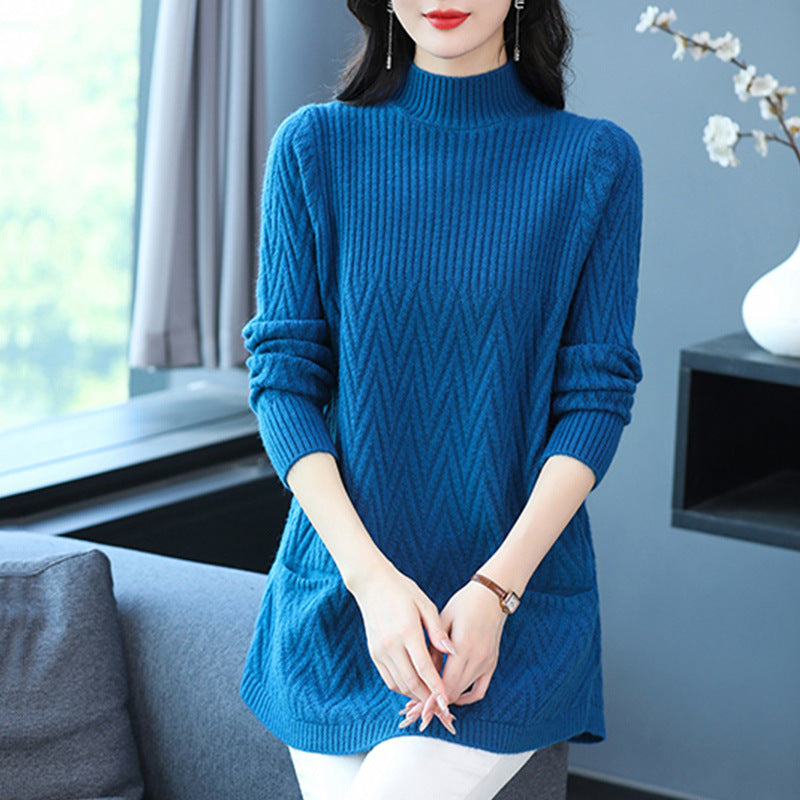 Pull en tricot pour femmes avec motif en zigzag et poches pratiques Chic und Stil
