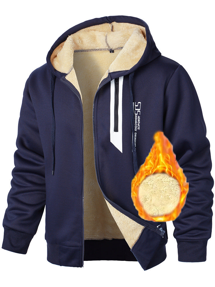 Veste à capuche en polaire pour hommes avec doublure chauffante et poches zippées pratiques Chic und Stil
