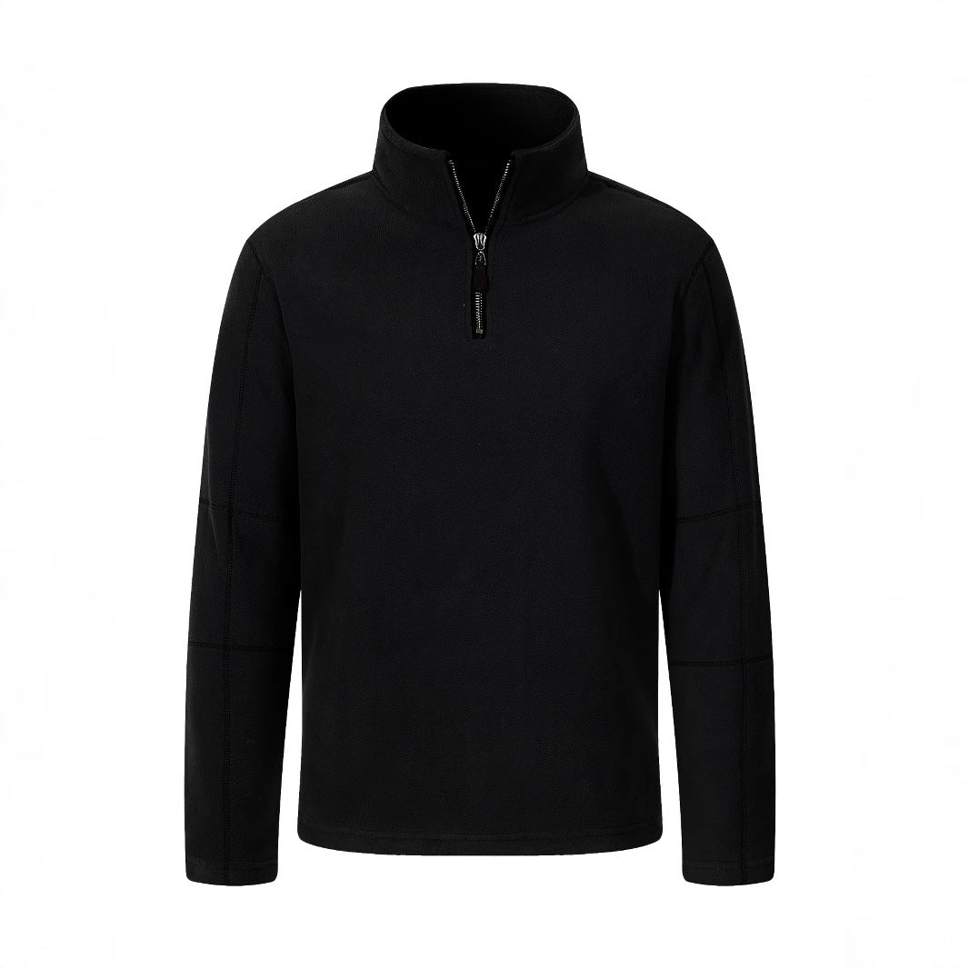 Fleece pullover for men with half-zip and high collar Chic and Style
