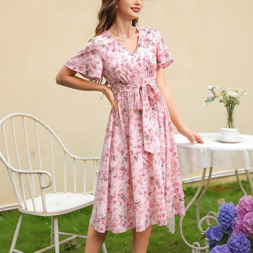 Femmes fleurs robe portefeuille Chic und Stil