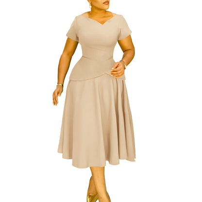 Dames Élégante Robe Maxi avec haut cintré et jupe fluide Chic und Stil