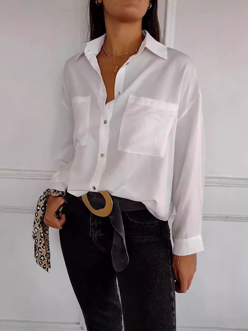 Dames Élégante blouse avec boutonnière et détails fins Chic und Stil