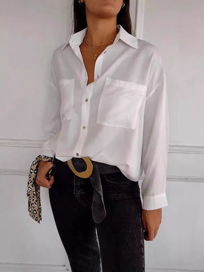 Dames Élégante blouse avec boutonnière et détails fins Chic und Stil