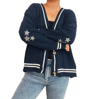 Dames gilet confortable en tricot avec applications d'étoiles et détails modernes Chic und Stil