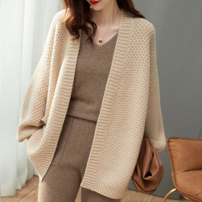 Dames gros tricot cardigan à coupe large et manches longues Chic und Stil