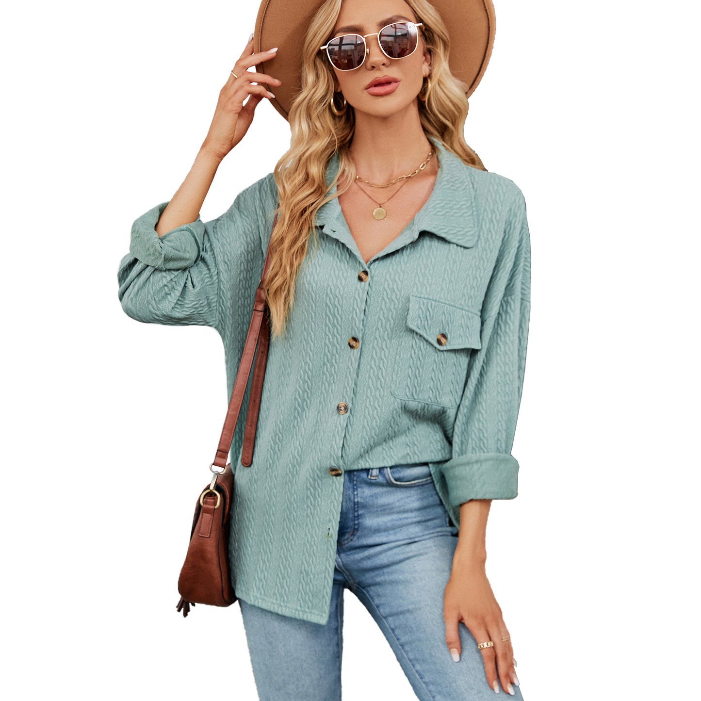 Chemise overshirt décontractée pour femmes avec design structuré Chic und Stil