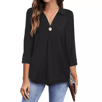 Blouse à manches longues pour femmes avec un élégant décolleté en V et des plis décoratifs Chic und Stil