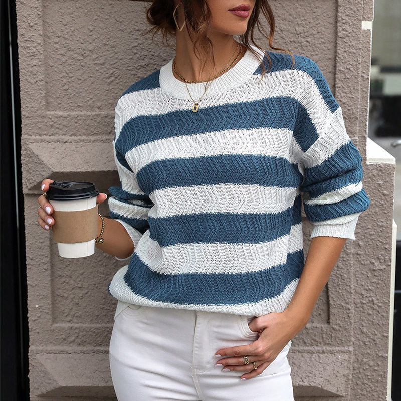 Femme Pull en tricot rayé structuré Chic und Stil