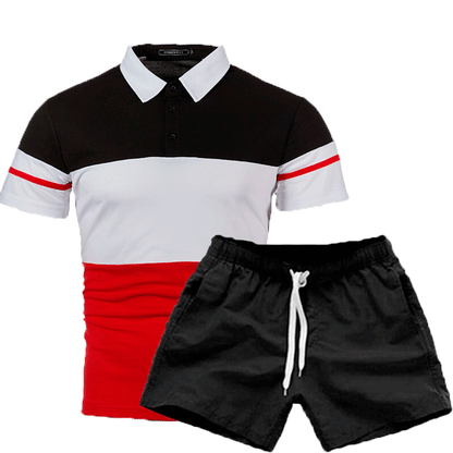 Men's polo set and swim shorts with modern Chic and Style accents