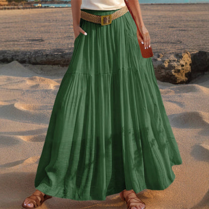 Maxi flared skirt for women with elegant pleated draping and practical pockets Chic und Stil