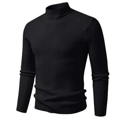 Pull à col roulé pour hommes en fine maille côtelée avec coupe ajustée Chic und Stil