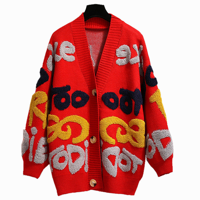 Dames Grobtricot Cardigan avec motif coloré Chic und Stil