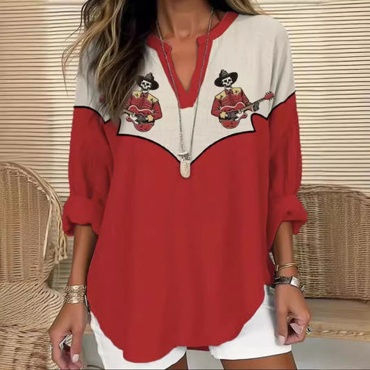 Blouse pour femmes avec des graphiques créatifs et un détail de bon goût Chic und Stil