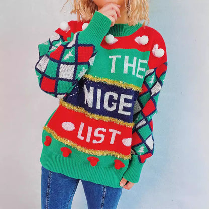 Dames pull festif avec design de Noël et détails ludiques Chic und Stil